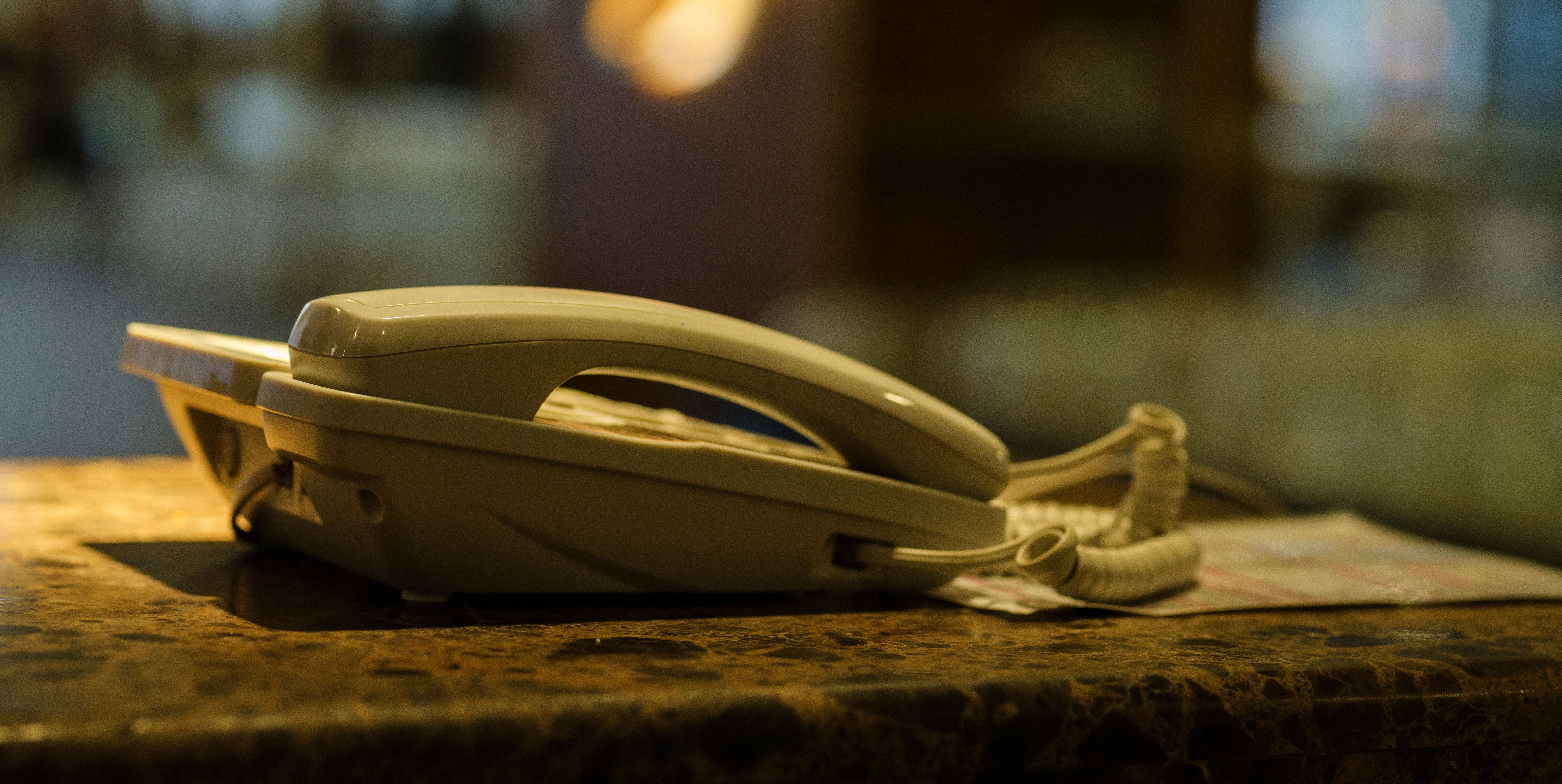 Landline telephone on a desk