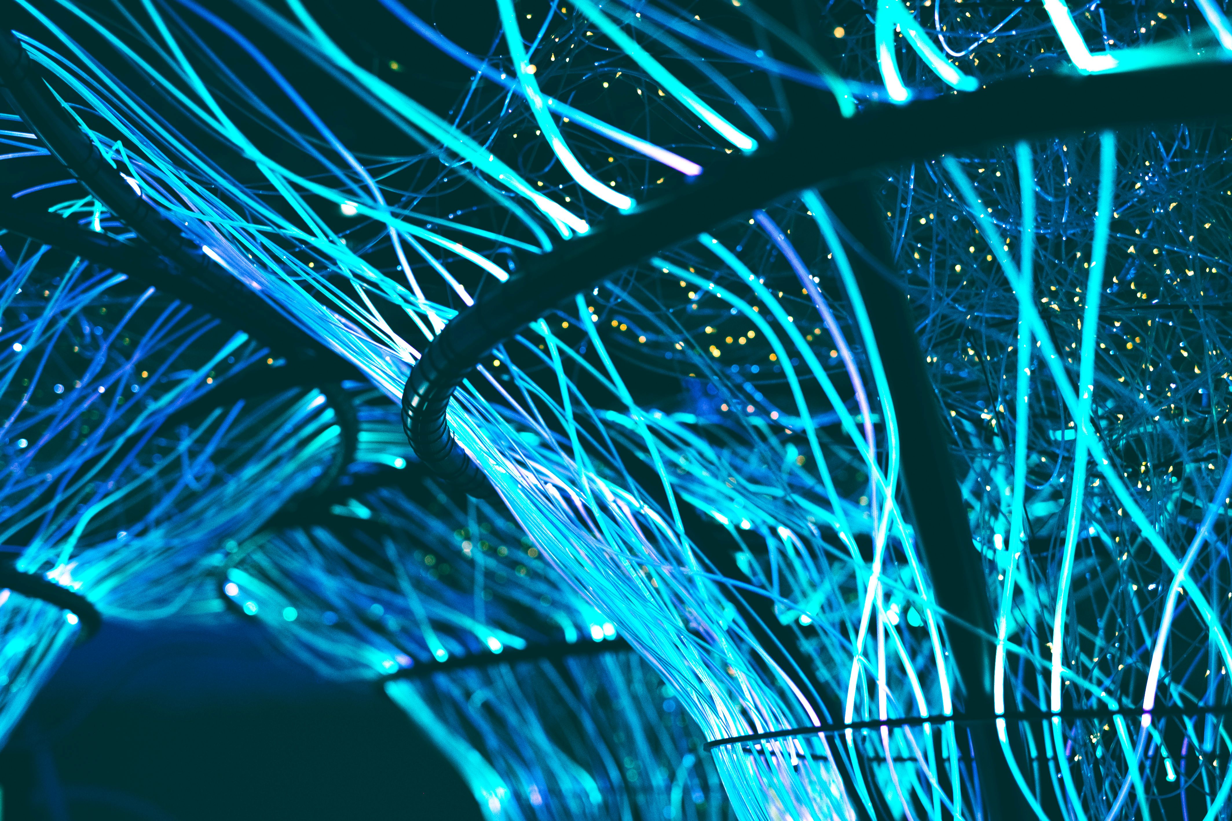 Close-up of fanned-out cable strands