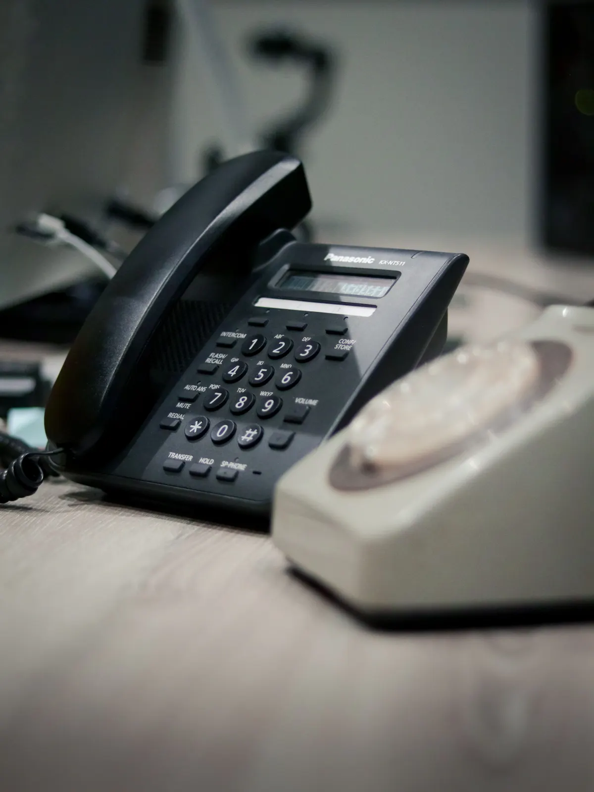 Close-up of a desk phone handset